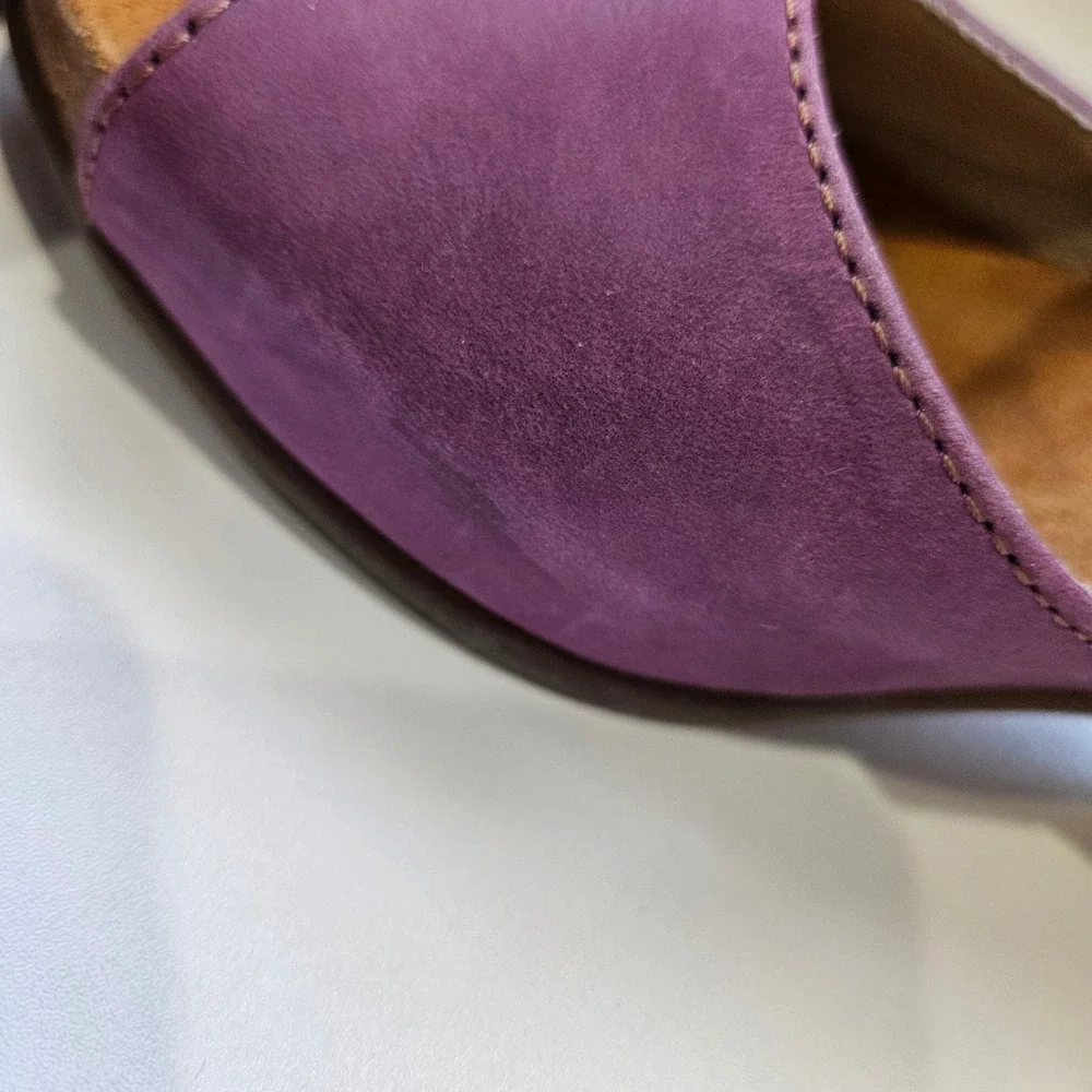 El Naturalista Sandals Heel Purple Leather Mary Jane Peep Toe 37 Wedding Guest